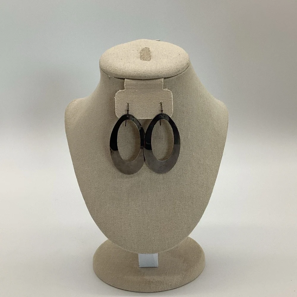 1860. Graphite Oblong Hoop Earrings